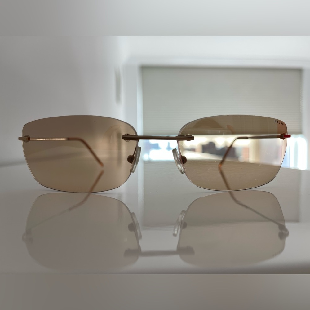 Ralph Lauren Gold Rimless Rectangular Sunglasses - Picture 3 of 7